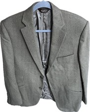 Paul Stuart Blazer 41 Semi Tall/Long Gray Cashmere Herringbone Two-Button Men s