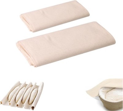 2Pcs Cotton Bread Towels Baking Sourdough 17.7 x 29.5 inch & 14.1 x 17.7 inch
