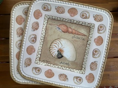 Keller-Charles Philadelphia 100% Melamine Dinner Sea Shell Plates (10) 10 Plates