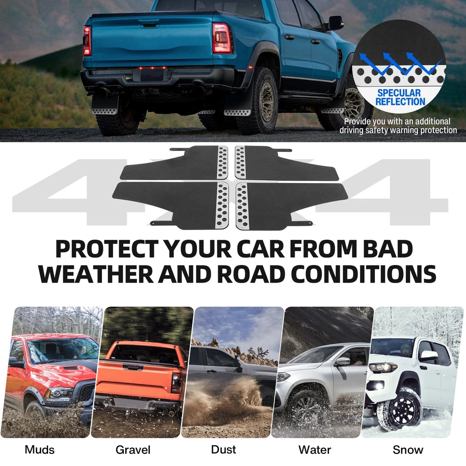 For Ford F250 Super Duty Mud Flaps Splash Guard Flexible with Reflective Strips Foto 3 de 4