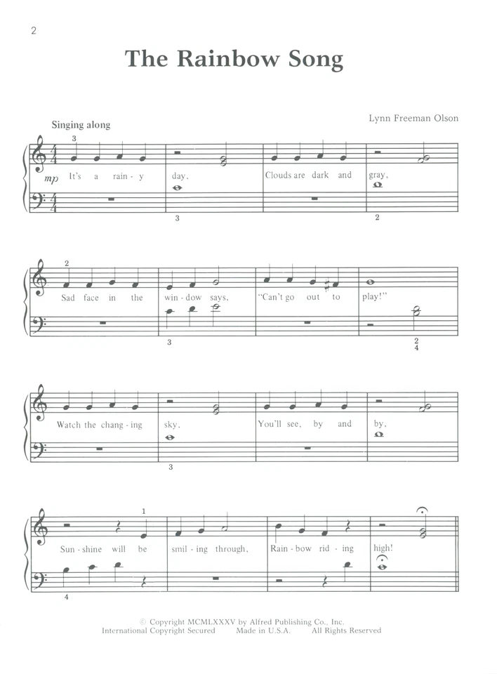 The Rainbow Song Early Elementary Piano Solo Sheet Music 1985 Lynn Freeman Olson - Image 2 of 3