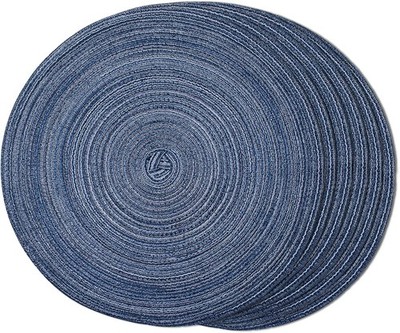 Round Braided Placemats Set of 6 Place mats for Dining Tables Woven Heat