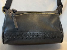 Great American Leather Works Black Crossbody Bag 100% Leather 11”L7”H5”W Braid