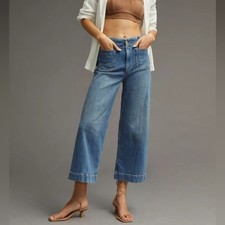 PILCRO ANTHROPOLOGIE THE SKIPPER Wide Leg Cropped Jeans WOMEN 25