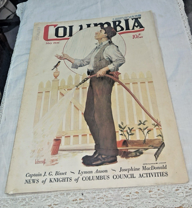 COLUMBIA MAGAZINE May 1936 Complete 27pg Luberoff Cover- Baseball Klein +Vtg Ads