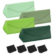 Foldable Glasses Case, 4Pcs Triangle Magnetic Sunglasses Case, Green Tones