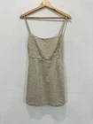 Posse Mini Dress XS Beige Sparkly Shirred Back Zip Adjustable Straps New