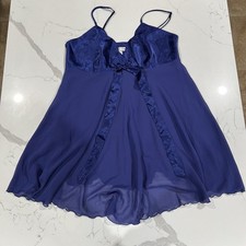 Vintage 90s Victoria  s Secret Navy Blue Sheer Babydoll Lingerie Top