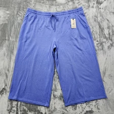 NEW Terra & Sky Pant Womens 3X Purple Pull On Drawstring Crop Capri Stretch Knit