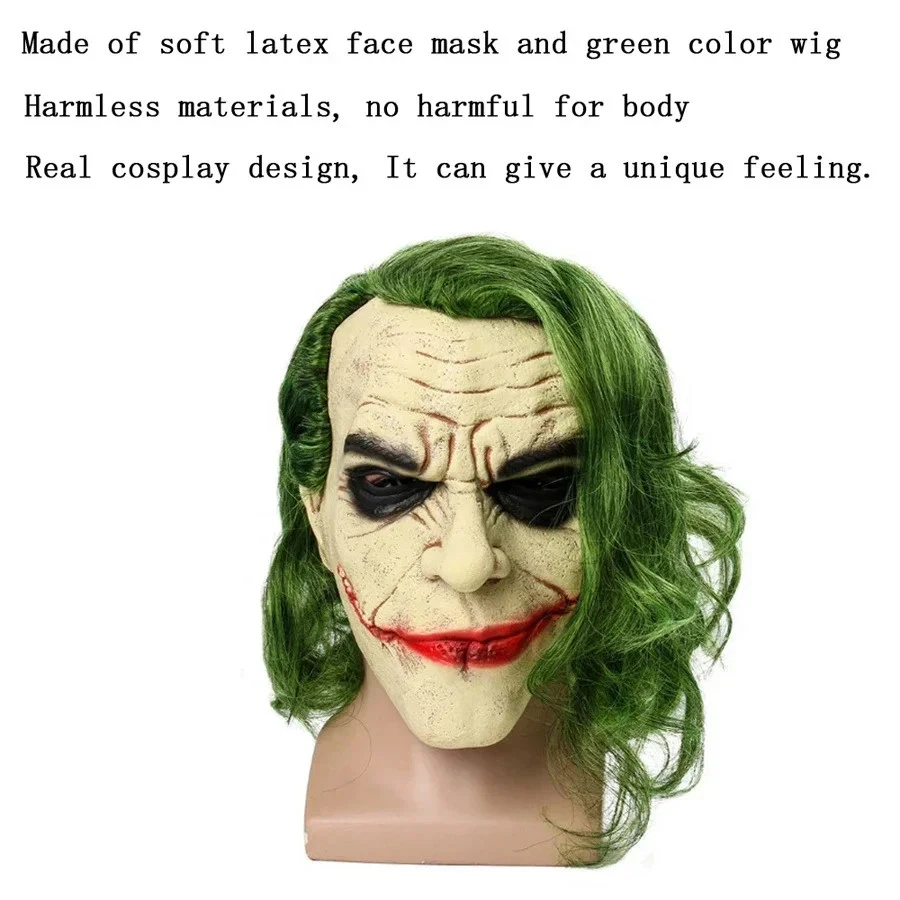 Gesicht Maske Joker Clown Droll Kostüm Halloween Party Zubehör unisex - Bild 3 von 4