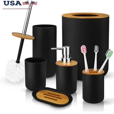 Bathroom Accessories Set Trash Can Toilet Brush Soap Dispenser Toothbrush Holder