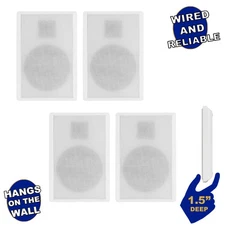 Acoustic Audio SLM1W Mountable On Wall Slim Speakers Home Wired 2 Pair Pack