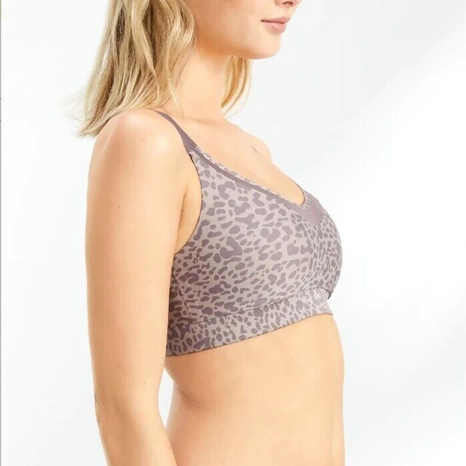 Chantelle Women Taupe Leopard Print Wirefree Activewear Yoga Sports Bra Size M - Image 3 of 4