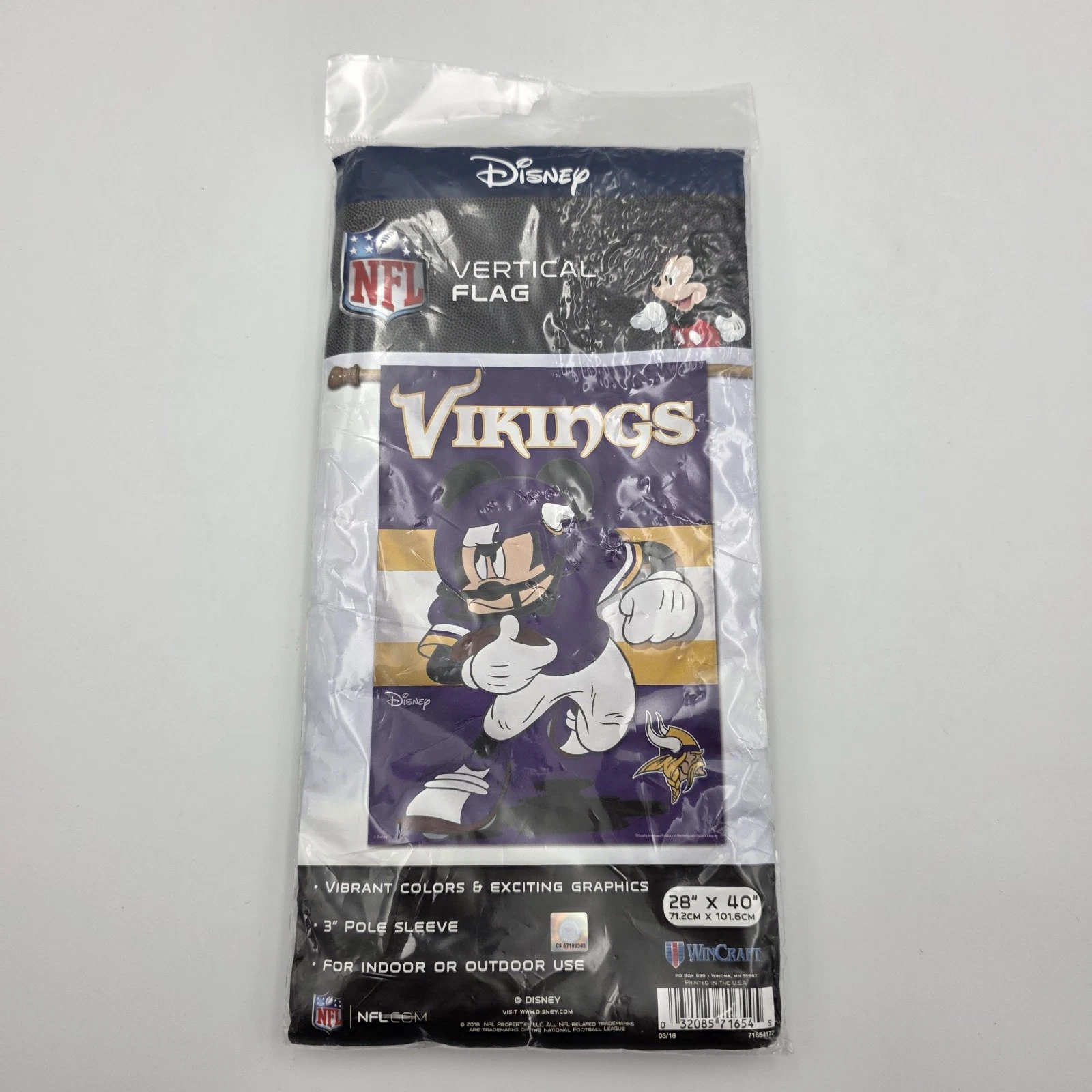 Minnesota Vikings Mickey Mouse Disney Vertical Banner Flag 28"x40" Wincraft NFL