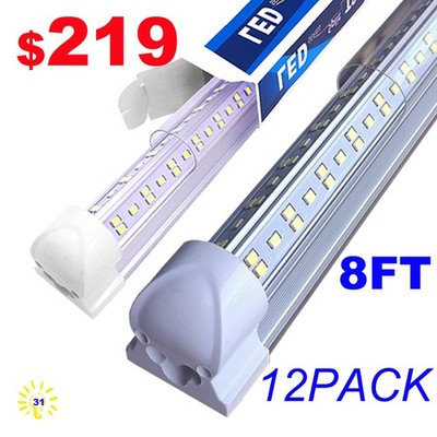 12Pack Led Tube Light 144W 8FT LED Shop Light Fixture 6500K 8 Feet LED Bulbs LED