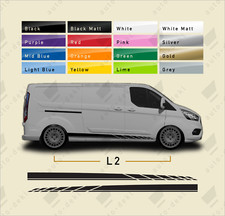 Fits Ford Transit Custom L2 LWB - Side Stripe Vinyl Decal Van Stickers Graphics