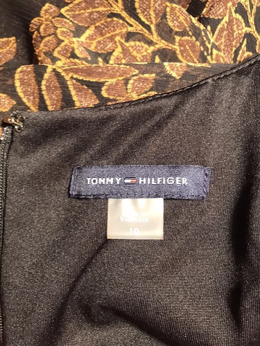 Tommy Hilfiger career/ casual dress c long sheer sleeves polyester tie belt sz10 - Picture 7 of 14