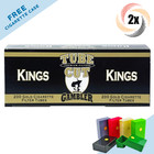 2x Boxes Gambler Tube Cut Gold Light Kings Cigarette Filter Tubes | 200 Per Box