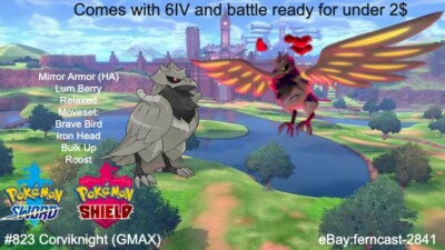 Pokemon Sword And Shield Shiny GMAX Corviknight 6IV Battle Ready Fast Delivery