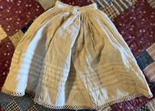 Antique Fine Cotton 9 Lacy Tucked Half Slip Or Skirt For Bisque Doll 2412