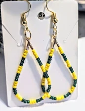 Green And Gold Packers Beaded Earrings Football Earrings
