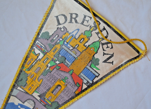 Dresden city East Germany vintage Pennants Lot 2x GDR German town DDR banner set - Picture 8 of 13