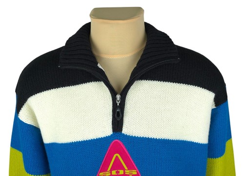 SOS Herren Pullover Pulli mehrfarbig Wollmischung Strick gestreift 1/4 Zip Größe XL - Bild 7 von 15