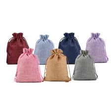 25 50 100 Large Burlap Gift Bags Jewelry Wedding Candy Drawstring Pouches 7"x9"
