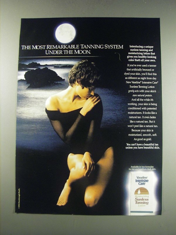 1991 Vaseline Inensive Care Sunless Tanning Lotion Ad - Under the Moon