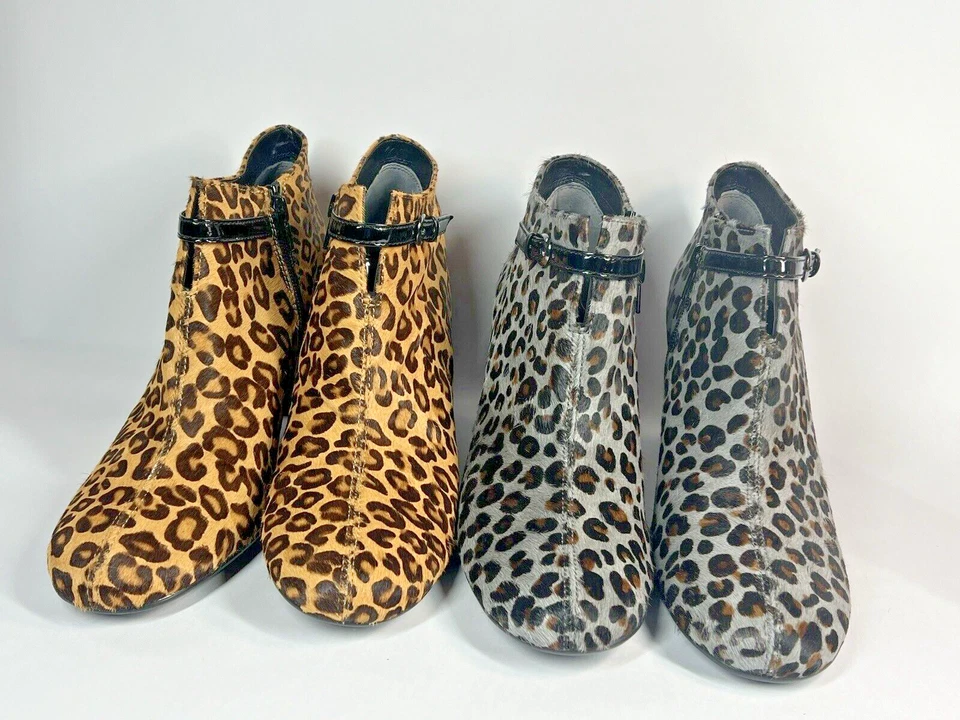 2 пары аэрозолей PATROLE CAR икры меха ботинок леопард печать размер 8 серый/коричневый - Изображение 2 из 4