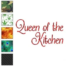Queen Of The Kitchen, Vinyl Decal Sticker, 40 Patterns & 3 Sizes, #3734