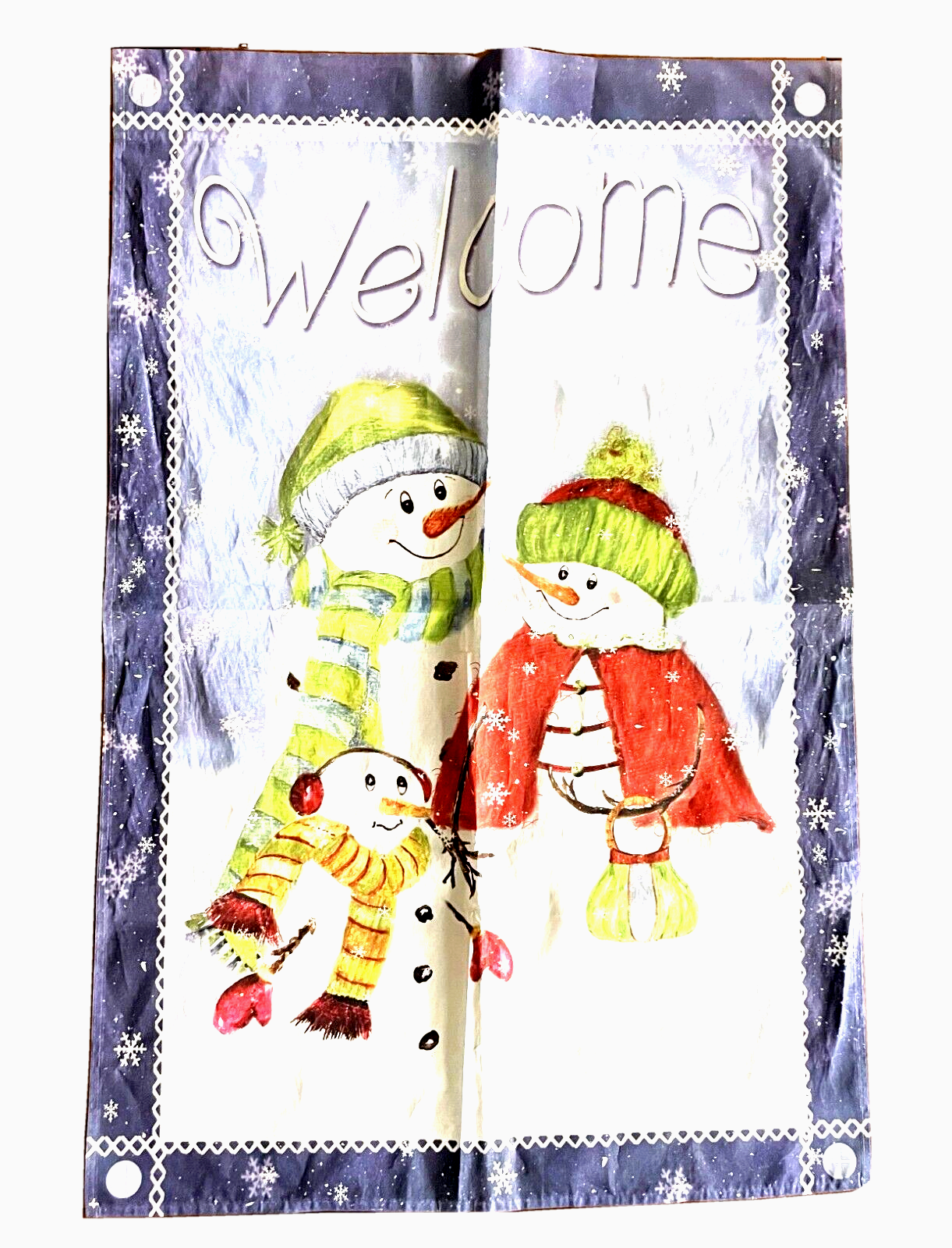 “Welcome” Winter Snowman Large Flag - Banner 38