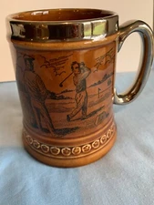 LORD NELSON POTTERY STEIN/MUG, ENGLAND, GOLF SCENE, VINTAGE, PERFECT, 1972