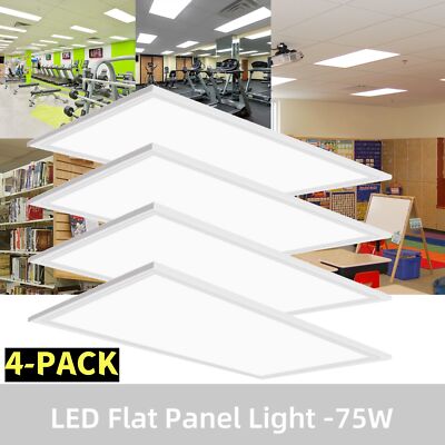 4 Pack LED Panel 2x4 Foot Drop Ceiling Lights, 75W Edge Lit Panel Lights Fixture