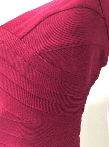 authentic Herve Leger dark maroon red stretch bandage Hansen dress new L large - Picture 5 of 12