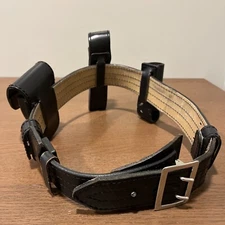 Jay-Pee Sz 34 HOLSTER Leather Adj Gun Holster Police Belt Night Stick Hand Cuff