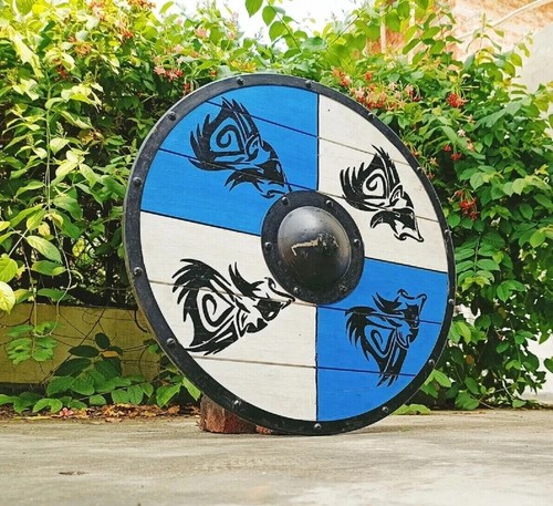 Fenrir Wolf Viking Shield Wooden Battleworn Costume Prop LARP Reenactment gift
