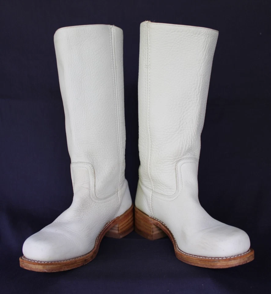 Botas vaqueras Frye de cuero blancas Campus ecuestres occidentales vintage gente libre 9m Foto 4 de 4