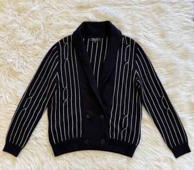 Loro Piana The Gift Of Kings Pinstripe Shawl Cardigan Knit Sweater