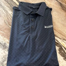 Cutter & Buck Golf Polo Shirt Men's Large Blue Stretch Golf Corner Dev Logo BxQ