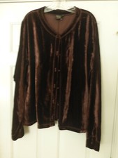 Mike  Tod Velvet Jacket Tunic large LS Dk Chocolate Brown VTG