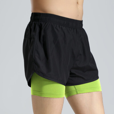Men Double Layer Sport Shorts Quick Dry Fitness Training Running