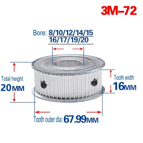 3M Timing Belt Pulley 12T-120T Synchronous Wheel Sprocket For 15mm Width Belt - Picture 22 of 26
