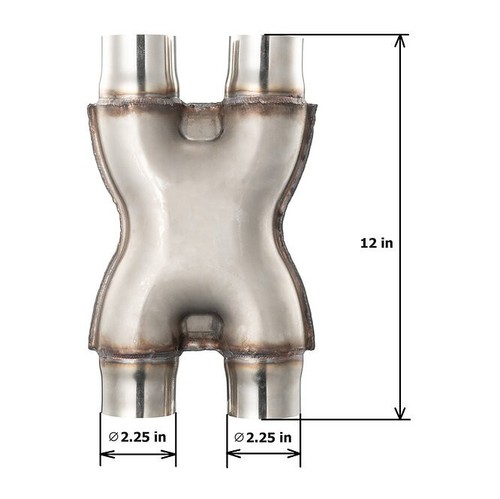 Tubo Universal Crossover X Doble 2.25" Entrada/Salida Acero Inoxidable Punta de Escape - Imagen 2 de 4