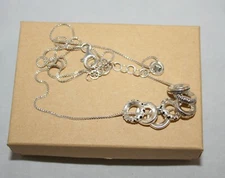 Silpada Sterling Silver Black Spinel Rings & Charms "Blackbird" Necklace N3090