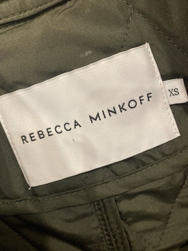 Abrigo largo ligero Rebecca Minkoff gabardina chaqueta para mujer XS verde frente abierto - Imagen 8 de 16
