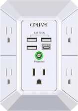 Wall Charger Surge Protector QINLIANF 5 Outlet Extender with 4 USB Ports