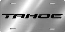 Tahoe Silver Black Chrome Look On Metal Flat License Plate 12x6 Tahoe Silver Black Chrome Look On Metal Flat License Plate 12x6