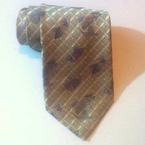 NEW Robert Talbott NORDSTROM Silk NECK TIE Gold & Silver Woven Fishing Lure Fish - 第 1/7 張圖片