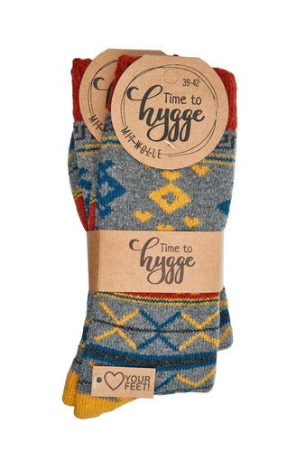 6538 Hygge Socken Strickstrümpfe Longsocks 3 Farben im 2er Set Wolle Gr. 36 - 46 - Picture 5 of 7